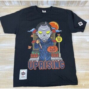 Uprising Black Graphic Halloween T-shirt Size Large Bloody Knife Mike Meyers